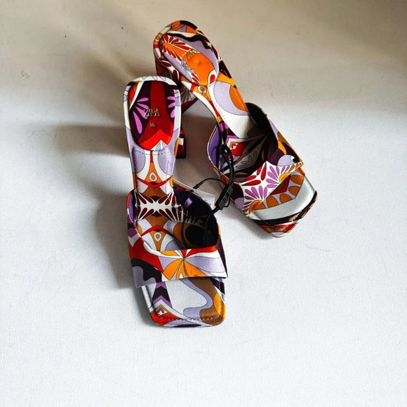 Zara Colorful  Psychedellic Print Square toe Slides 36 - Picture 13 of 13